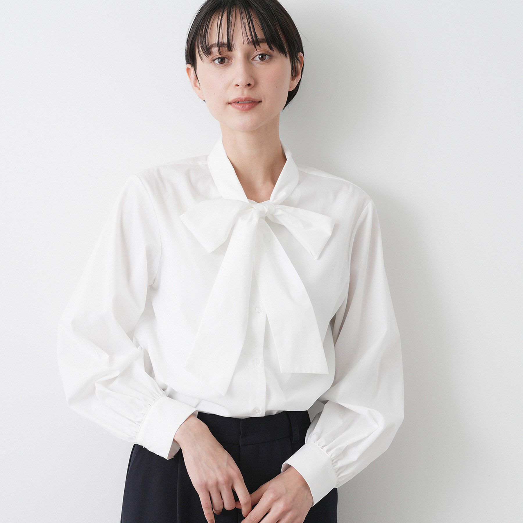 Dessin「【入卒/セレモニー】ボウタイリボンブラウス」|シャツ・ブラウス|ホワイト(002)