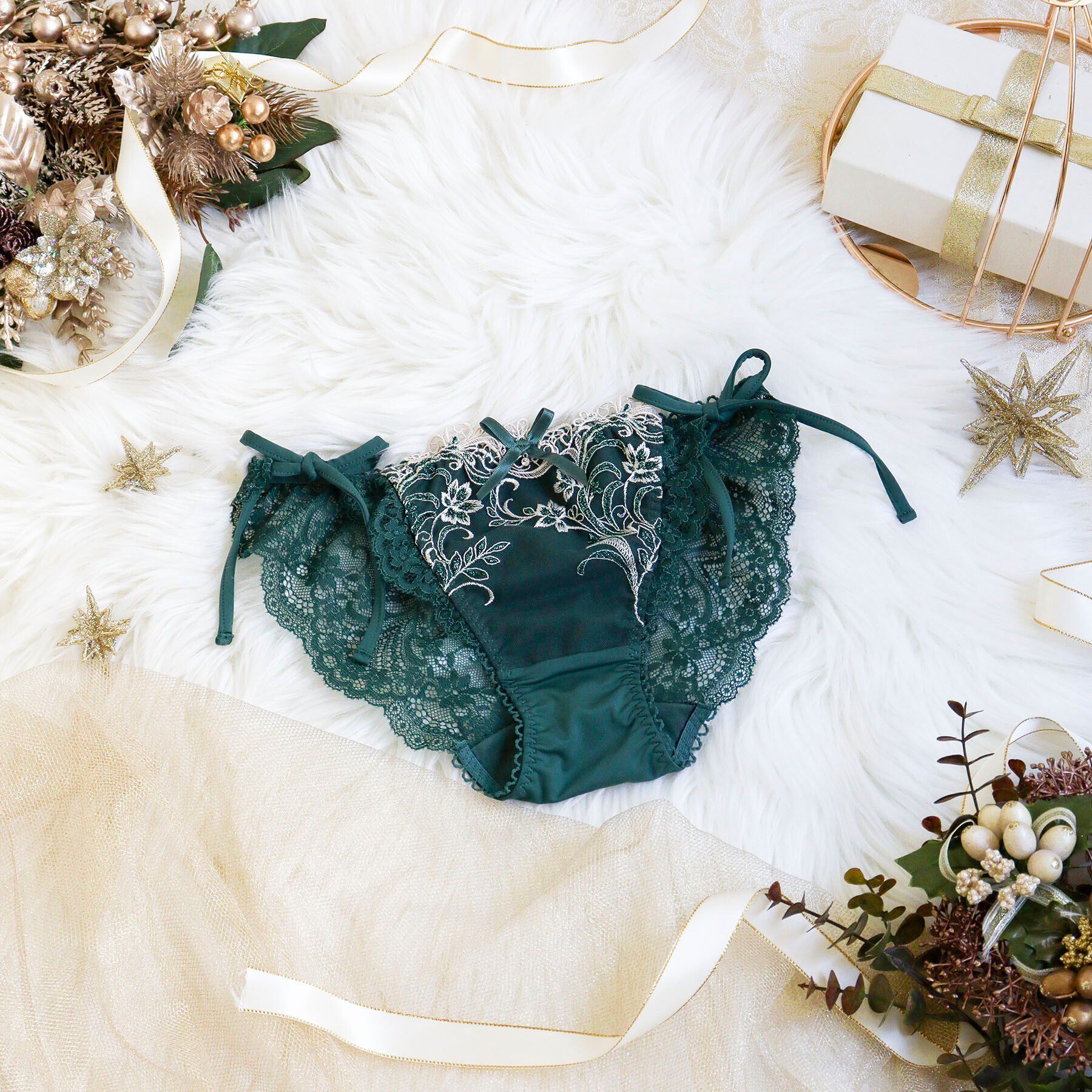 Risa Magli「アンシェラ リボンショーツ」|インナー|グリーン(022)