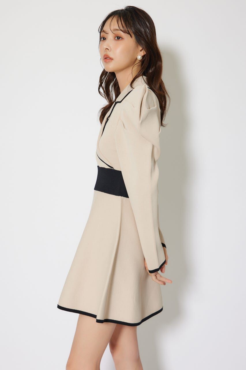 rienda「テーラードカラーミニフレアニットワンピース」|ワンピース|