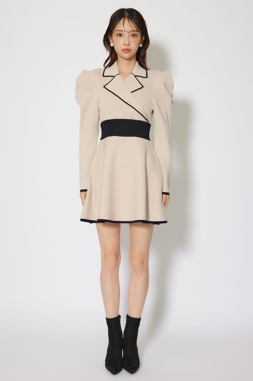 rienda「テーラードカラーミニフレアニットワンピース」|ワンピース|
