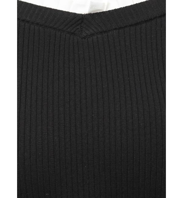 MERCURYDUO「異素材プリーツオフショルミニニットワンピース」|ワンピース|