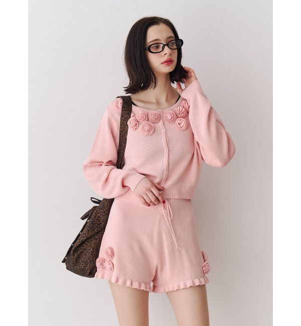 jouetie「ローズモチーフコンパクトニット【セットアップ対応】」|ニット・セーター|ピンク