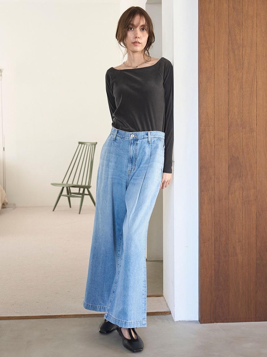 Mila Owen「【WEB限定00サイズ】ルーズフィットタックバギーデニムパンツ」|デニム|