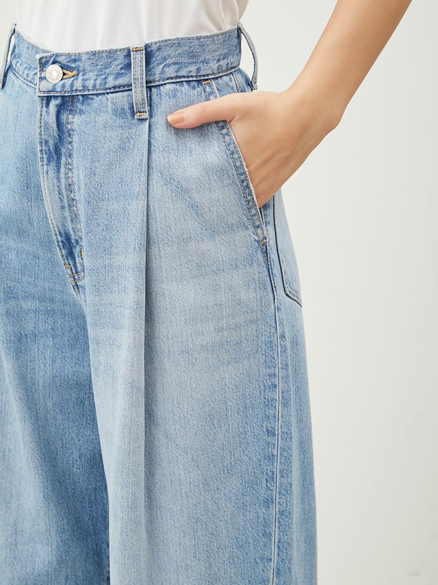 Mila Owen「【WEB限定00サイズ】ルーズフィットタックバギーデニムパンツ」|デニム|