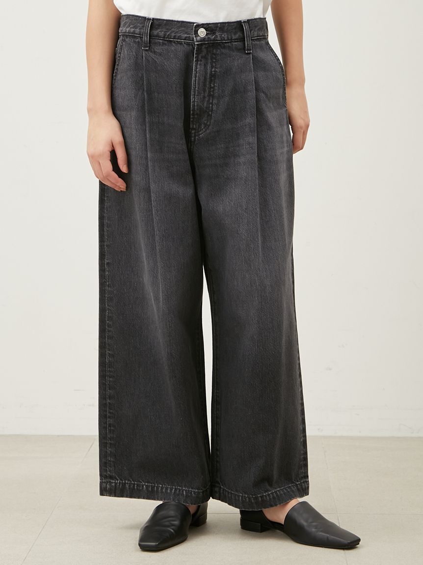 Mila Owen「【WEB限定00サイズ】ルーズフィットタックバギーデニムパンツ」|デニム|