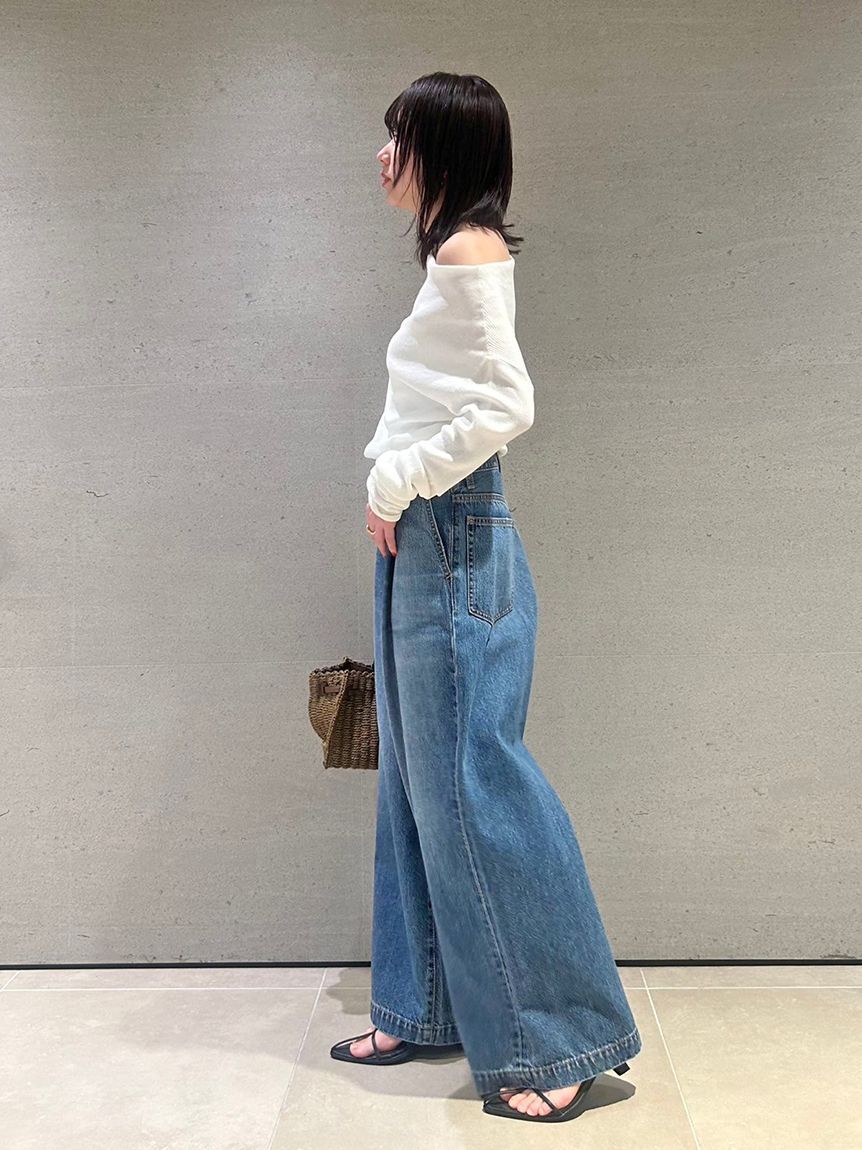 Mila Owen「【WEB限定00サイズ】ルーズフィットタックバギーデニムパンツ」|デニム|