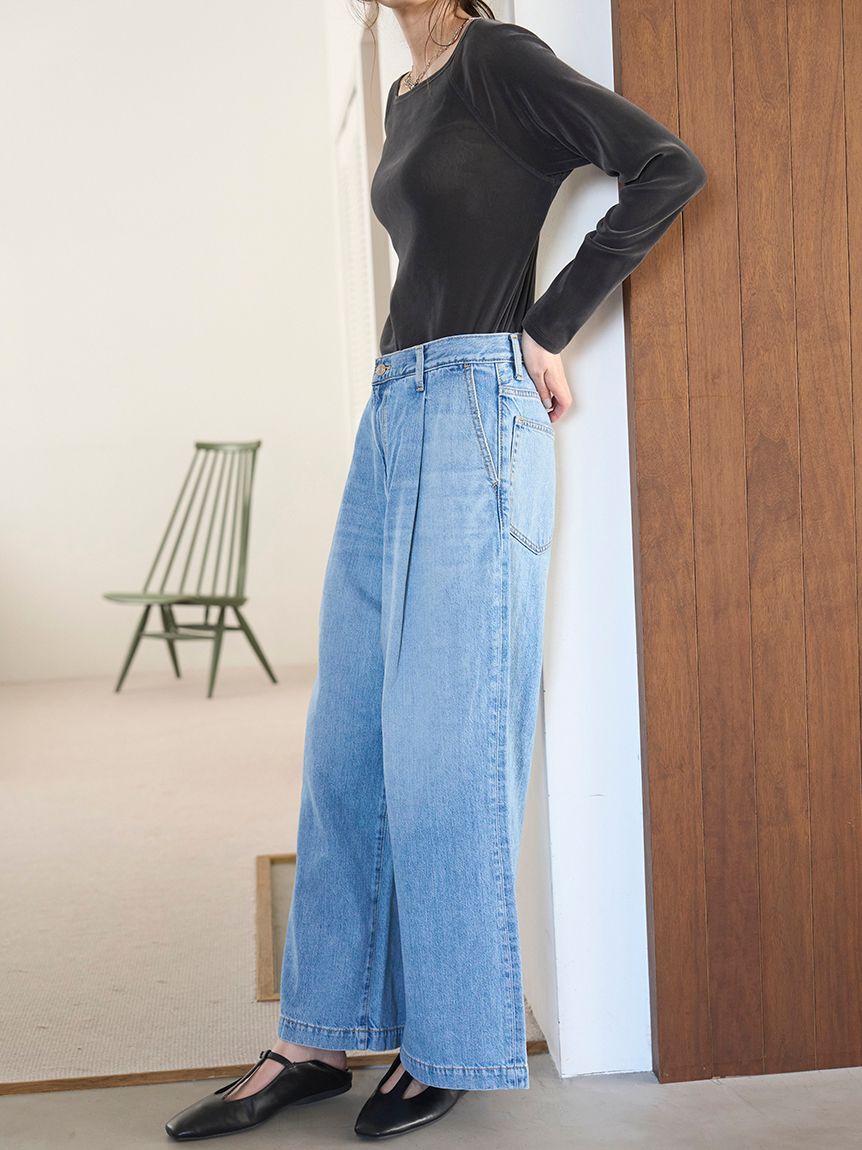 Mila Owen「【WEB限定00サイズ】ルーズフィットタックバギーデニムパンツ」|デニム|