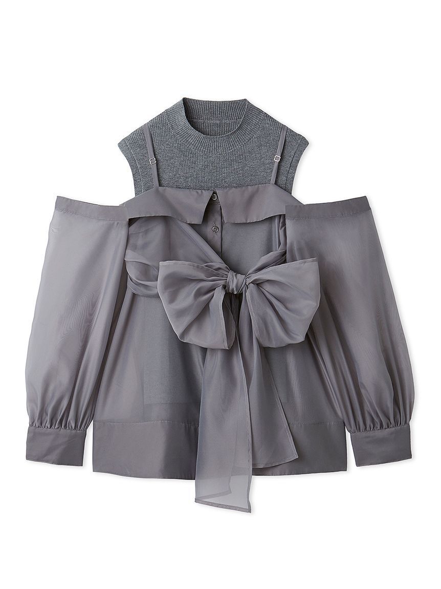 SNIDEL「デザインシャツレイヤードニットトップス」|ニット・セーター|