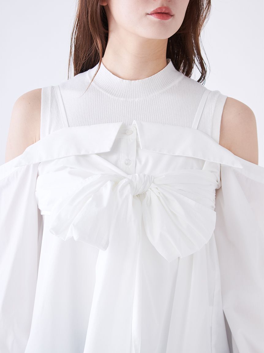 SNIDEL「デザインシャツレイヤードニットトップス」|ニット・セーター|