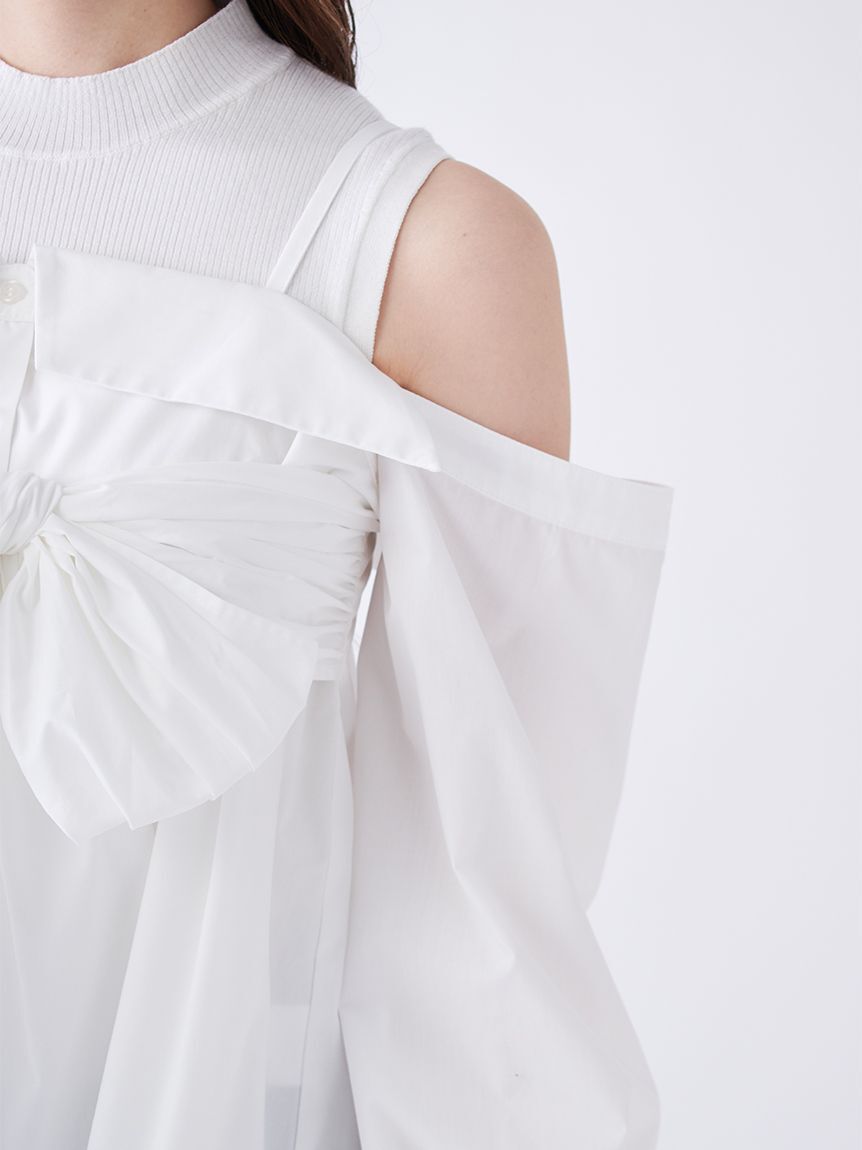 SNIDEL「デザインシャツレイヤードニットトップス」|ニット・セーター|