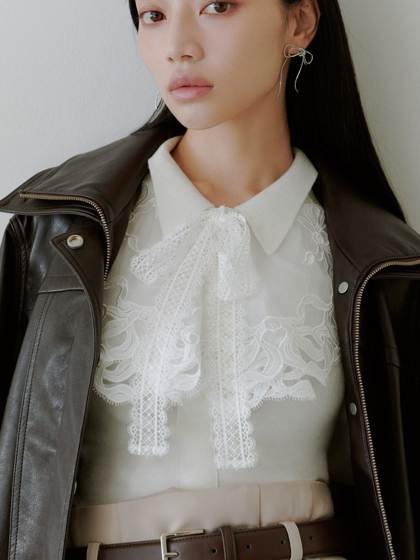 SNIDEL「エンブロイダリーカラードッキングニット」|ニット・セーター|