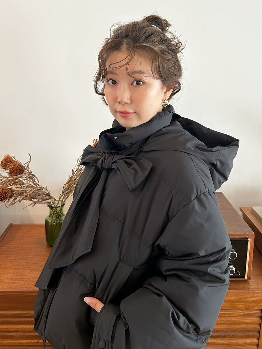 LILY BROWN「【WEB限定カラー】recycleリボンダウン」|ダウン|BLK