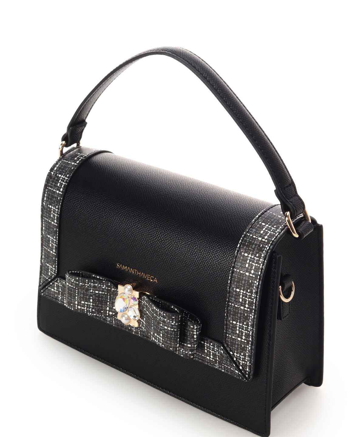 Samantha Vega「ツイードプリントジュエルリボンショルダーバッグ」|ショルダー・メッセンジャー|