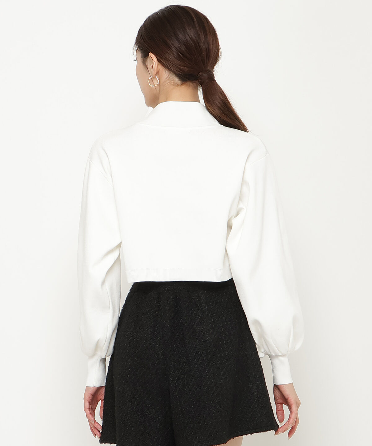 アンドクチュール「スタンドネッククロップドニットジャケット」|カーディガン|