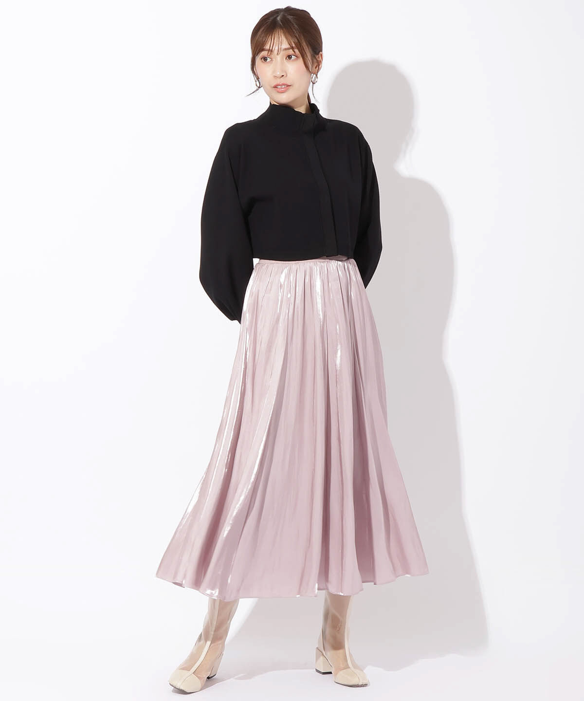 アンドクチュール「スタンドネッククロップドニットジャケット」|カーディガン|