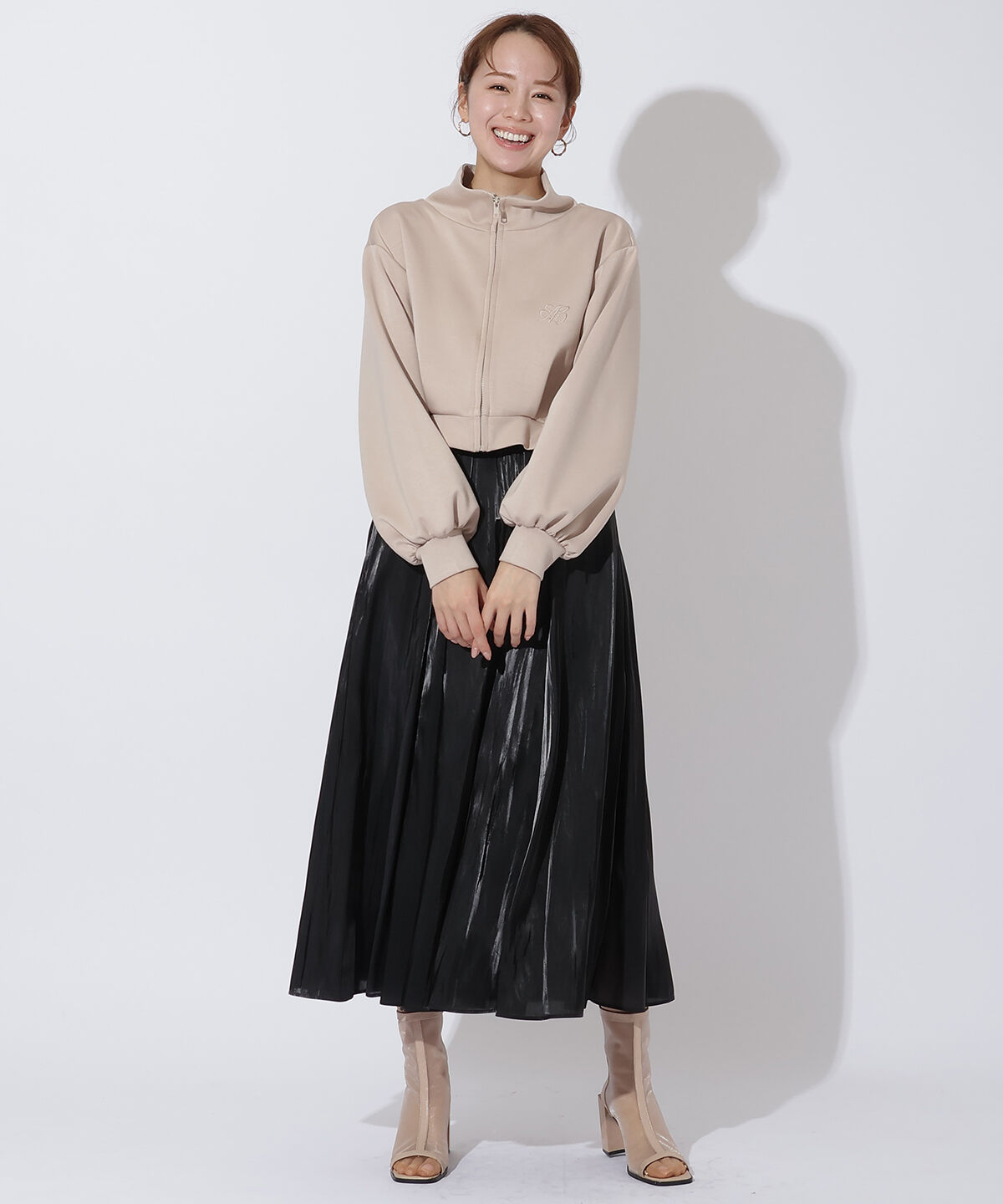 アンドクチュール「刺繍入りZIPカーデプルオーバー」|カーディガン|