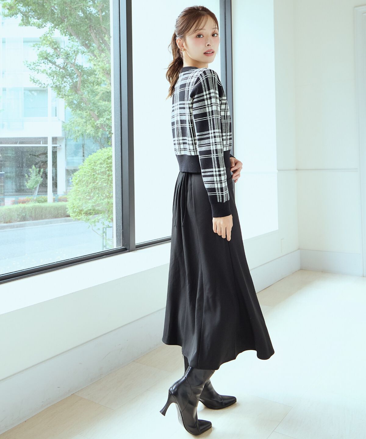 アンドクチュール「チェックジャガードニットカーディガン」|カーディガン|