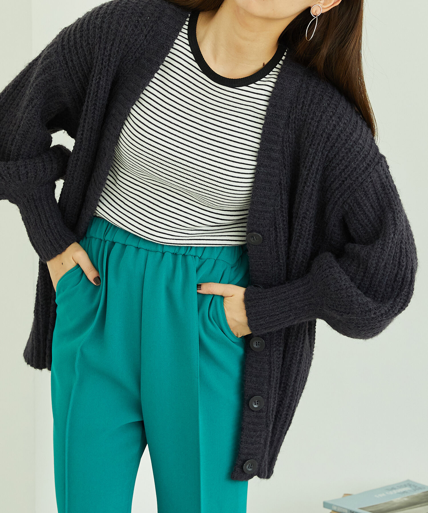 ORiental TRaffic「Vネックニットカーディガン/MO33N01」|ニット・セーター|NAVY