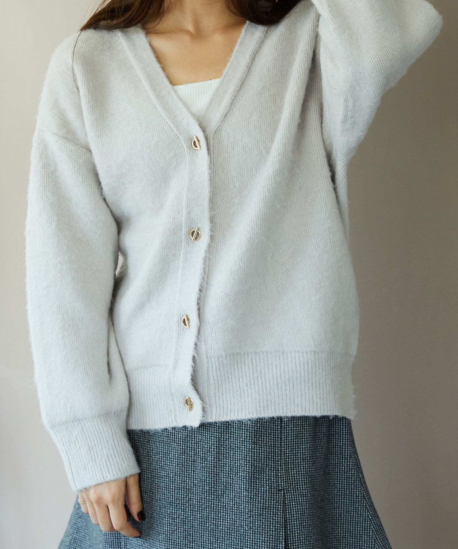 ORiental TRaffic「Vネックニットカーディガン/MO33N02」|ニット・セーター|L.GREY