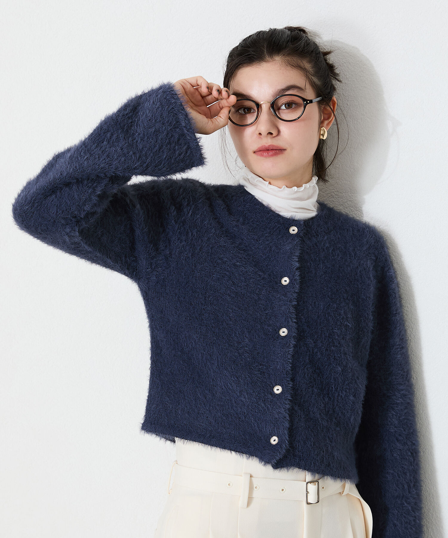 ORiental TRaffic「クロップドシャギーニットカーディガン」|ニット・セーター|