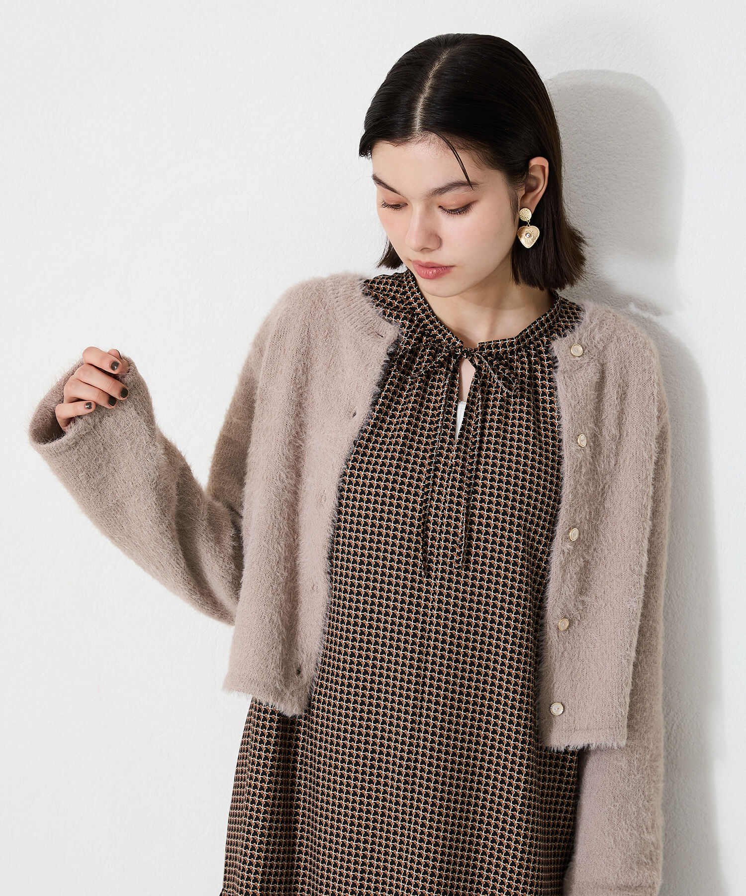 ORiental TRaffic「クロップドシャギーニットカーディガン」|ニット・セーター|MOCHA