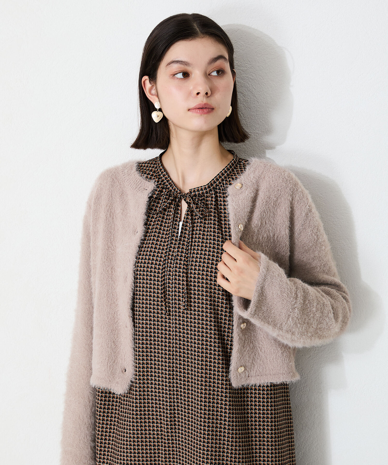 ORiental TRaffic「クロップドシャギーニットカーディガン」|ニット・セーター|