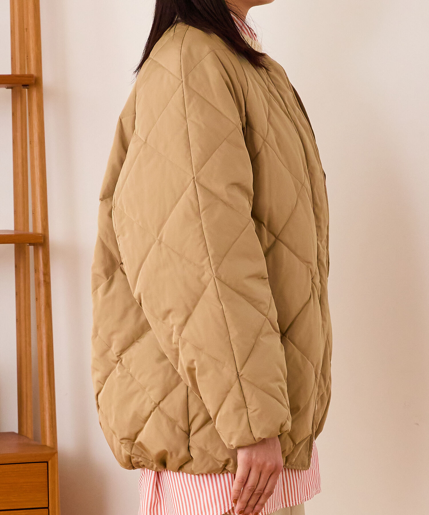 ORiental TRaffic「キルティングノーカラーダウンジャケット/MO43D04」|ダウン|