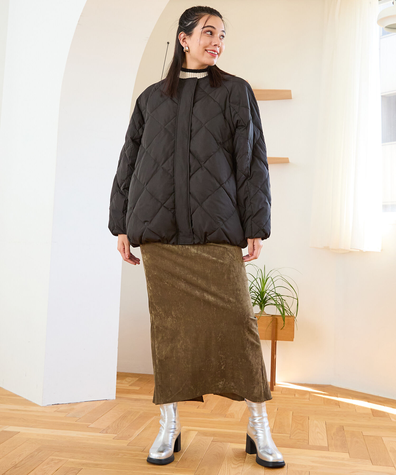 ORiental TRaffic「キルティングノーカラーダウンジャケット/MO43D04」|ダウン|