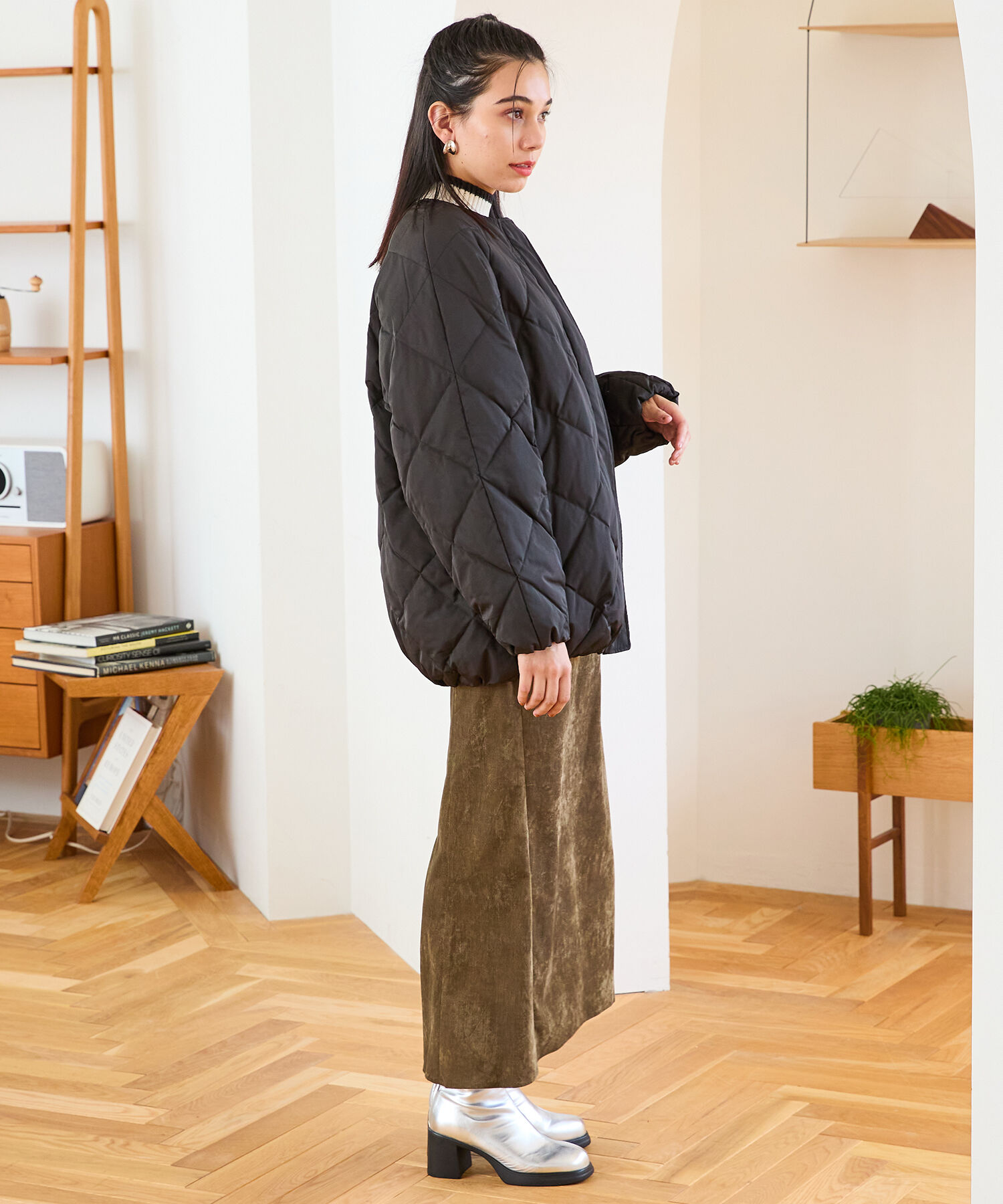 ORiental TRaffic「キルティングノーカラーダウンジャケット/MO43D04」|ダウン|