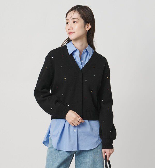UNITED ARROWS「ラインストーン カーディガン」|カーディガン|