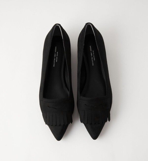 UNITED ARROWS green label relaxing「【WEB限定】ポインテッド キルト フラットシューズ（1.5cmヒール) -撥水-」|パンプス|BLACK