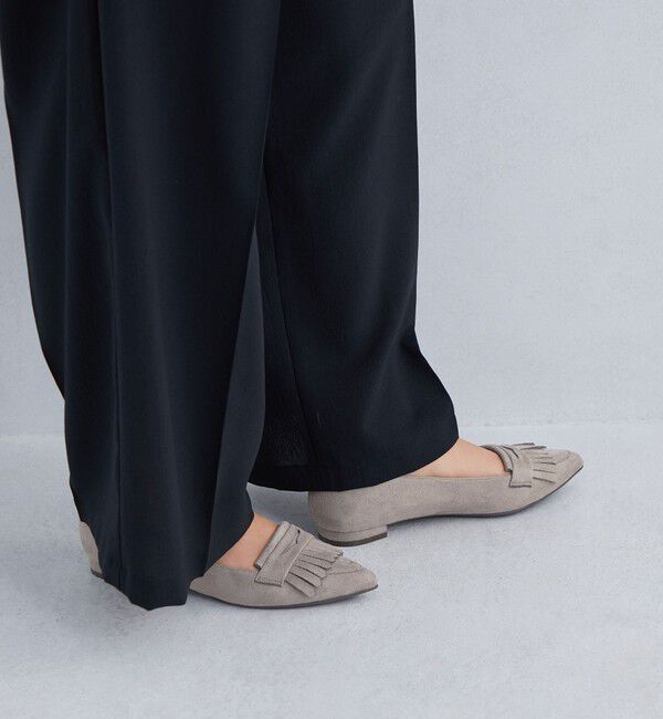 UNITED ARROWS green label relaxing「【WEB限定】ポインテッド キルト フラットシューズ（1.5cmヒール) -撥水-」|パンプス|MD.GRAY