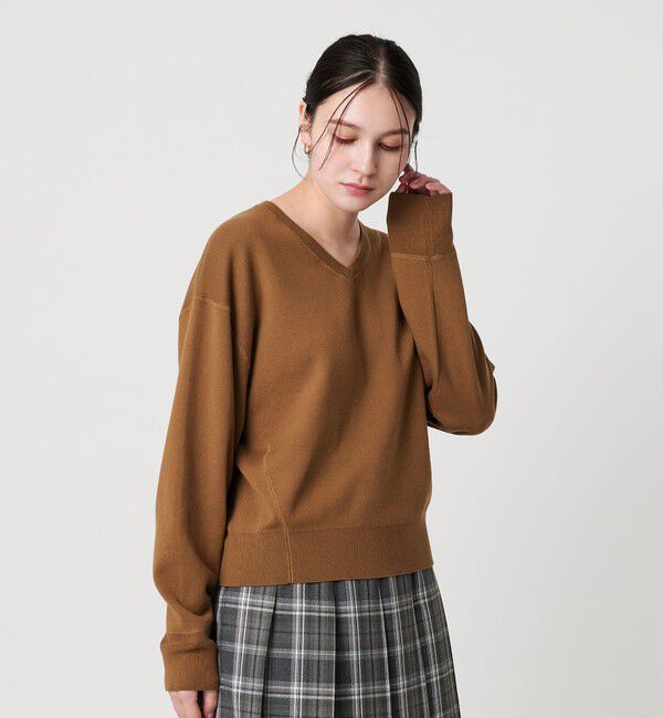BEAUTY&YOUTH UNITED ARROWS「ソフトコットン Vネック スムース ニットプルオーバー ウォッシャブル」|ニット・セーター|BEIGE