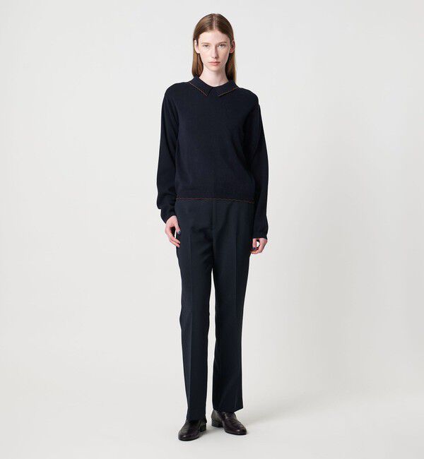 STEVEN ALAN「＜Steven Alan＞コットンカシミヤ ラッフル ポロニット」|ニット・セーター|