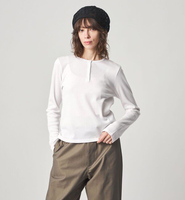 STEVEN ALAN「＜Steven Alan＞ドット リブ ヘンリーネック カットソー」|Tシャツ・カットソー|WHITE