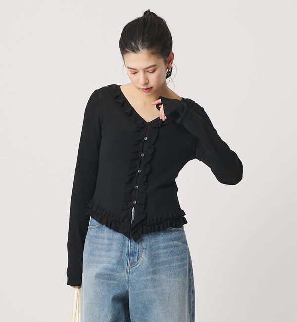 BEAUTY&YOUTH UNITED ARROWS「フリル フロントボタン カーディガン ウォッシャブル」|カーディガン|