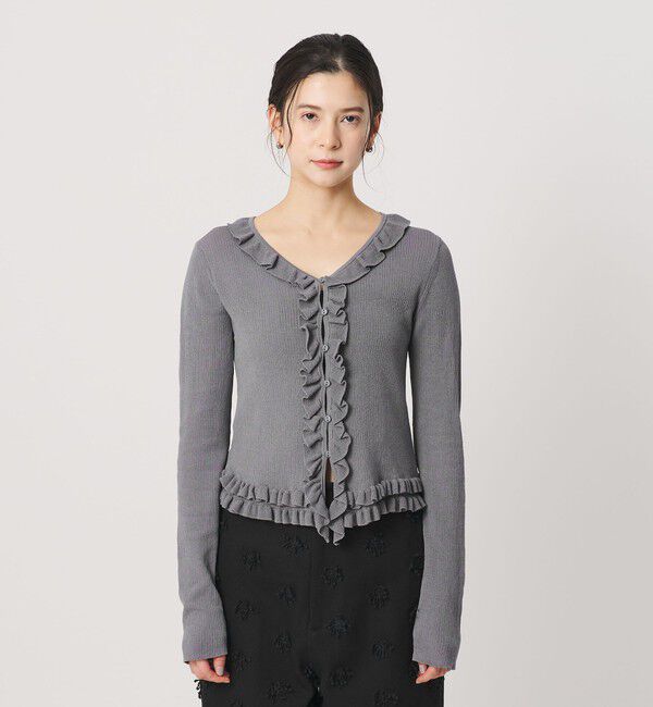 BEAUTY&YOUTH UNITED ARROWS「フリル フロントボタン カーディガン ウォッシャブル」|カーディガン|
