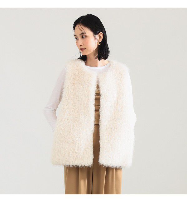 Demi-Luxe BEAMS 「ウェイビー フェイクファー ジレ」|ダウン|