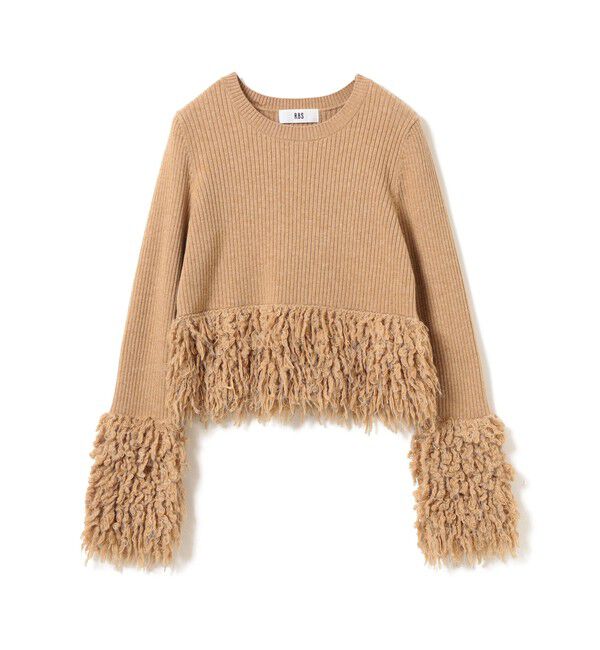 Ray BEAMS 「RBS / フリンジ キリカエ クルーネック ニット」|ニット・セーター|BEIGE