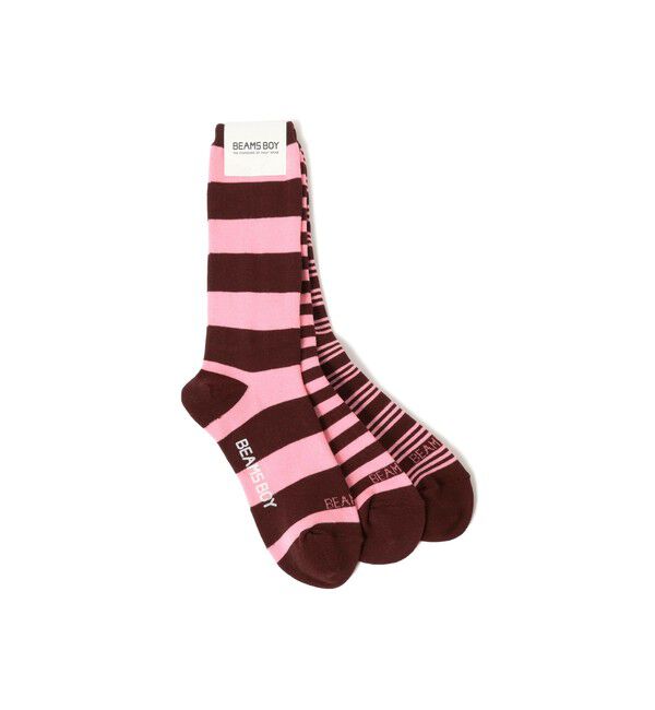 BEAMSBOY「テレコ ボーダー 3/2」|ソックス|PINK*BROWN