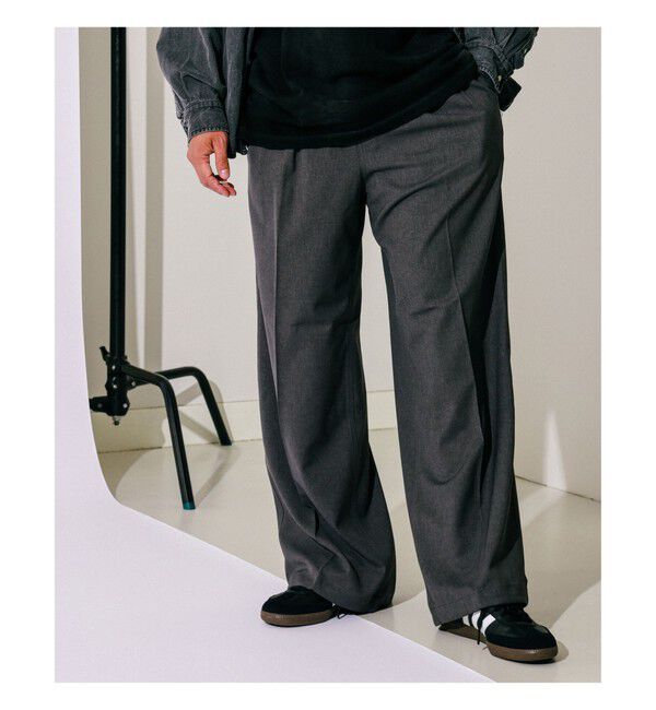 BEAMS「2プリーツ ワイド スラックス」|チノ|