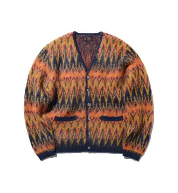 BEAMS PLUS「Cardigan Double Jacquard Chevron Pattern」|ニット・セーター|NAVY