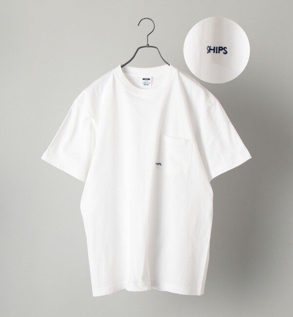 SHIPS「【WEB限定】SHIPS: マイクロ SHIPSロゴ ポケット Tシャツ」|Tシャツ・カットソー|