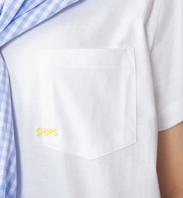 SHIPS「【WEB限定】SHIPS: マイクロ SHIPSロゴ ポケット Tシャツ」|Tシャツ・カットソー|ストーン