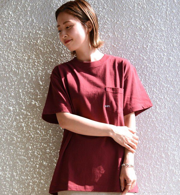 SHIPS「【WEB限定】SHIPS: マイクロ SHIPSロゴ ポケット Tシャツ」|Tシャツ・カットソー|