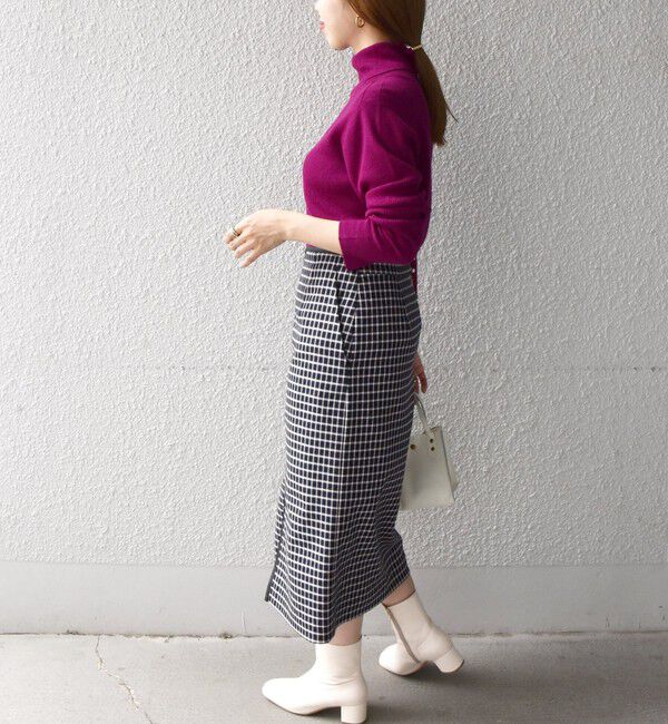 SHIPS any「SHIPS any:〈ウォッシャブル〉チェック スティック ミディ スカート」|タイト|