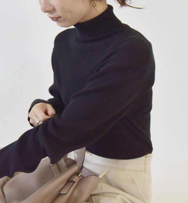 quaranciel「quaranciel:〈手洗い可能〉コットン タートルネック リブ ニット」|ニット・セーター|