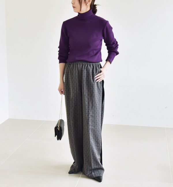 quaranciel「quaranciel:〈手洗い可能〉コットン タートルネック リブ ニット」|ニット・セーター|