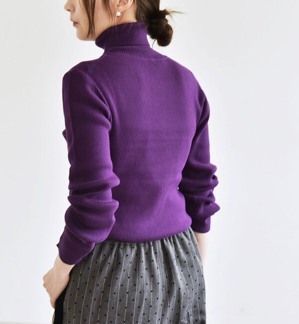 quaranciel「quaranciel:〈手洗い可能〉コットン タートルネック リブ ニット」|ニット・セーター|