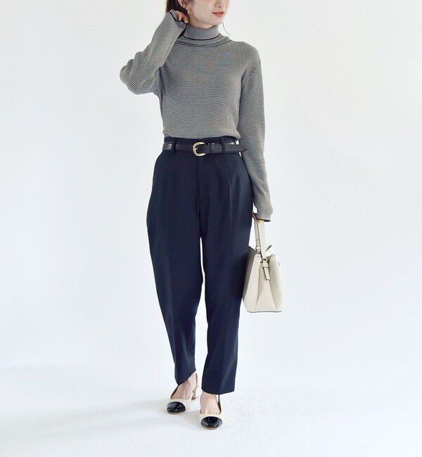 quaranciel「quaranciel:〈手洗い可能〉コットン タートルネック リブ ニット」|ニット・セーター|